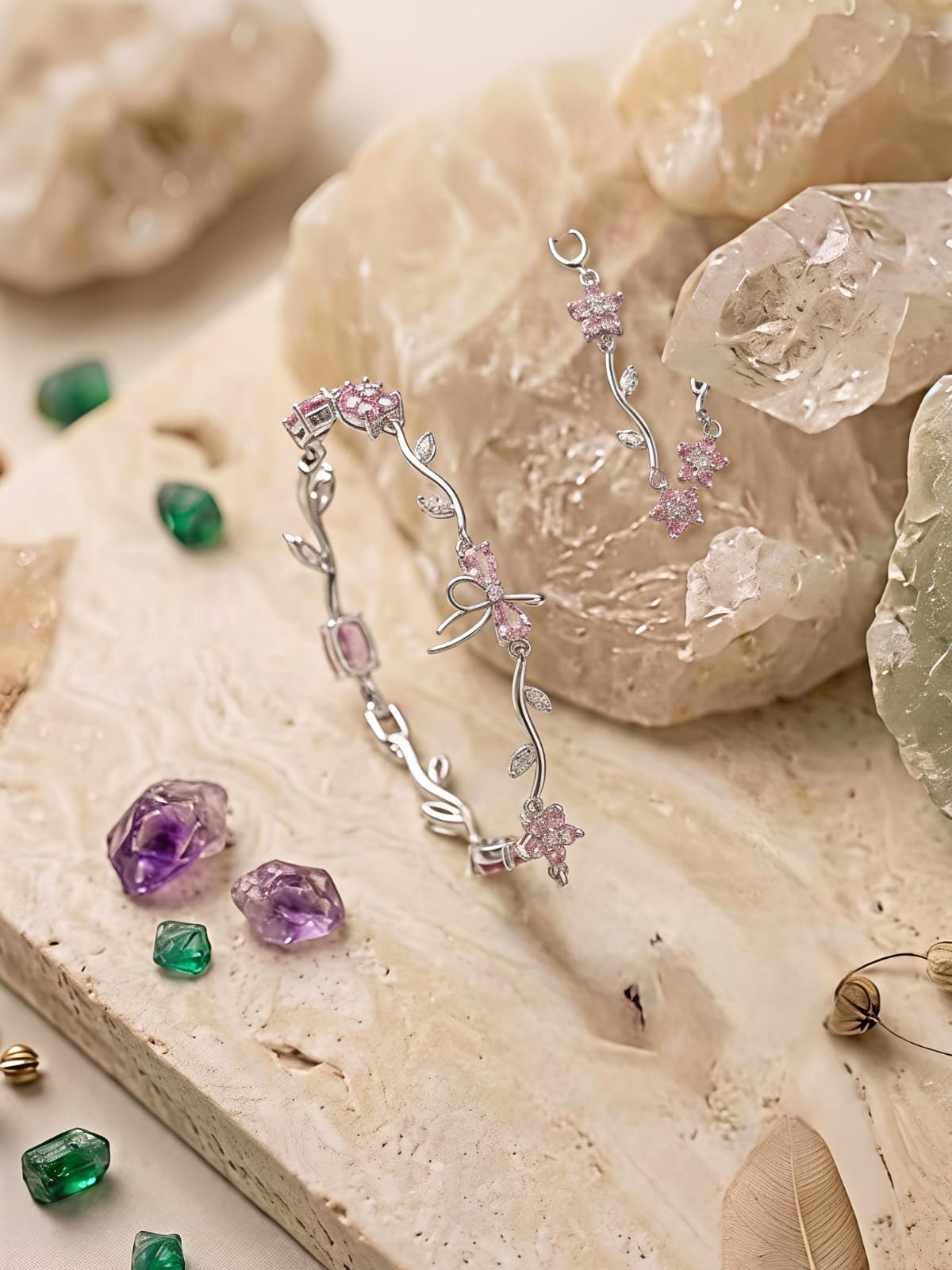 FLORAL WINE CRYSTAL BRACELET