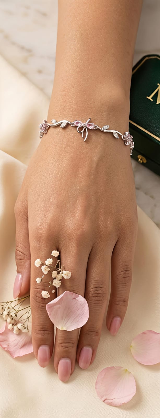 FLORAL WINE CRYSTAL BRACELET