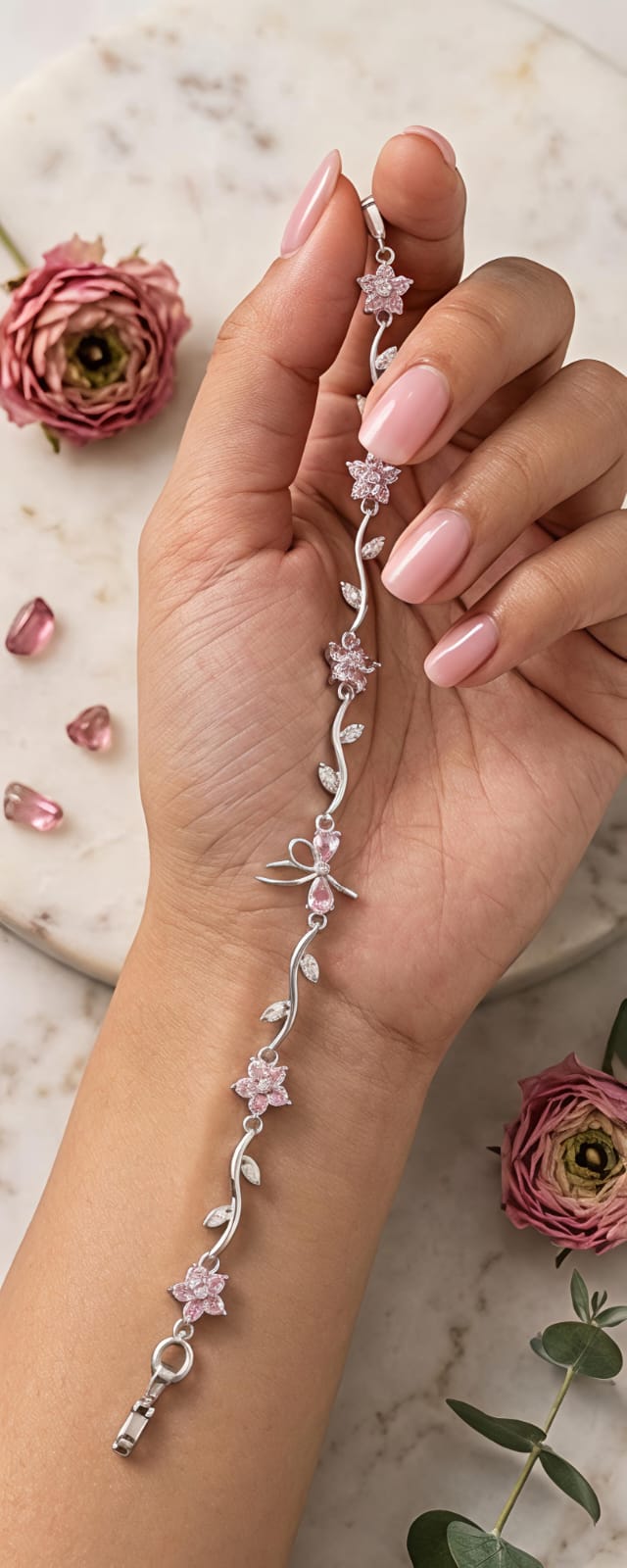 FLORAL WINE CRYSTAL BRACELET