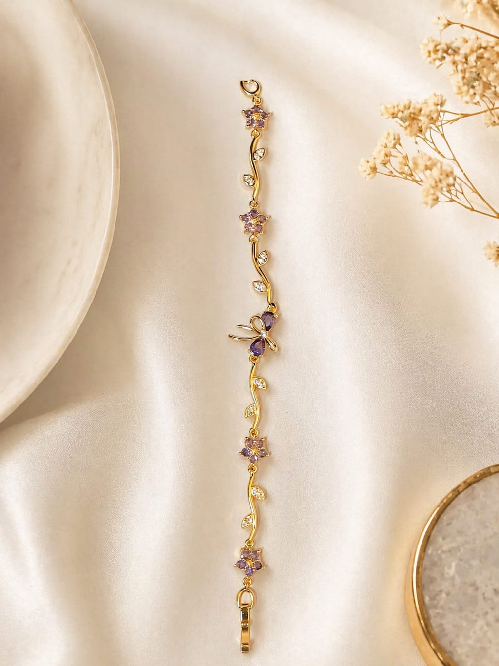 FLORAL WINE CRYSTAL BRACELET