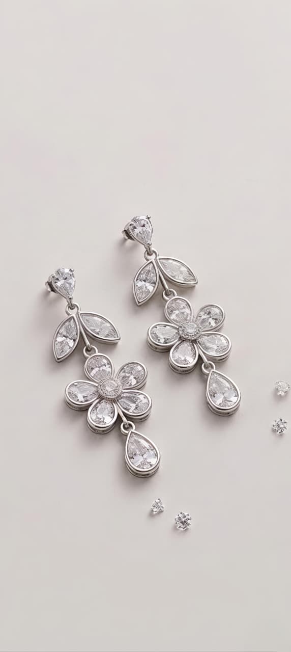 CRYSTAL FLOWER DROP EARRINGS